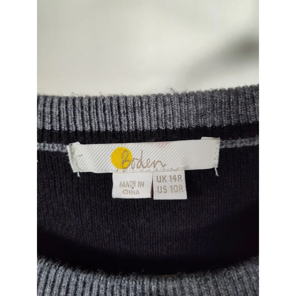 Boden Rosa black gray colorblock‎ wool blend long sleeve sweater dress 10